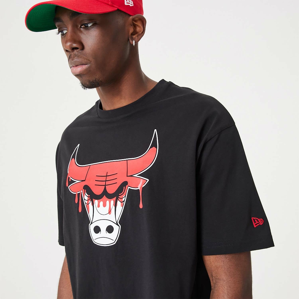 New Era New Era Chicago Bulls Nba Drip Logo Bulls T Shirt Black Nba