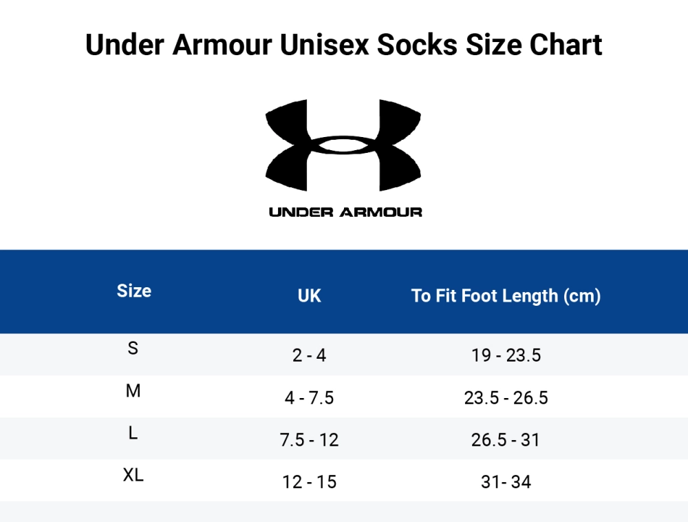 Ua Size Guide Under Armour Men's Socks Size Chart Under
