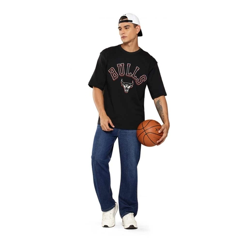 NBA CHICAGO BULLS MIDNIGHT BLACK OVERSIZED T-SHIRT 'BLACK'