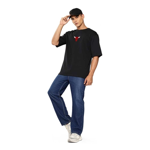 NBA CHICAGO BULLS GRAPHIC OVERSIZED T-SHIRT 'BLACK'