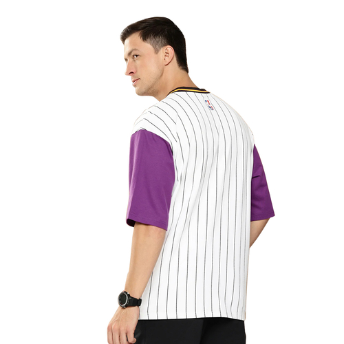NBA LOS ANGELES LAKERS STRIPED OVERSIZED T-SHIRT 'WHITE'