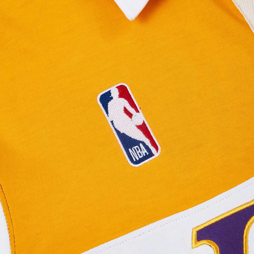 NBA: LOS ANGELES LAKERS EMBROIDERED OVERSIZED POLO T-SHIRT FULL SLEEVE-YELLOW
