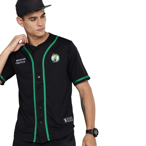 NBA: BOSTON CELTICS TYPOGRAPHY BASEBALL SHIRT-BLACK