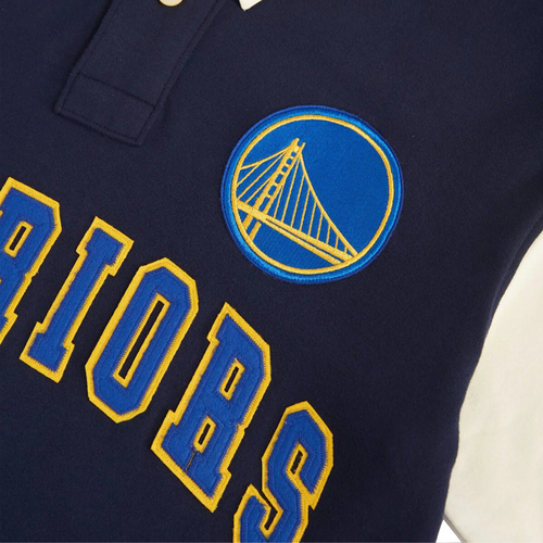 NBA: GOLDEN STATE WARRIORS TYPOGRAPHY OVERSIZED POLO T-SHIRT-NAVY