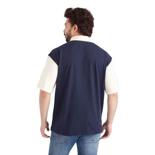 NBA: GOLDEN STATE WARRIORS TYPOGRAPHY OVERSIZED POLO T-SHIRT-NAVY