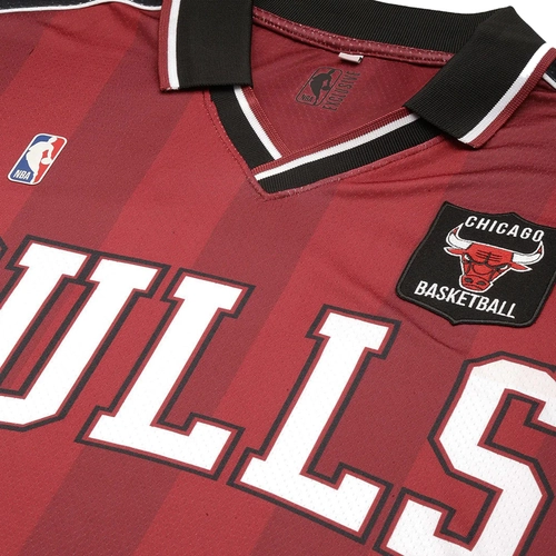 NBA: CHICAGO BULLS VINTAGE OVERSIZED POLO T-SHIRT 'MAROON'