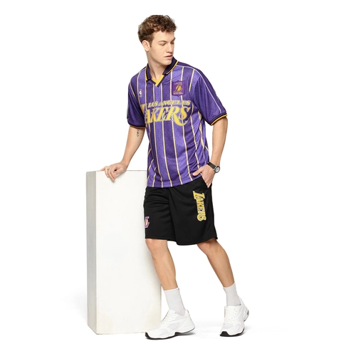 NBA: LOS ANGELES LAKERS VINTAGE OVERSIZED POLO T-SHIRT 'PURPLE'