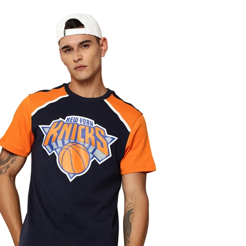 NBA NEW YORK KNICKS PRINTED RAGLAN T-SHIRT 'NAVY'