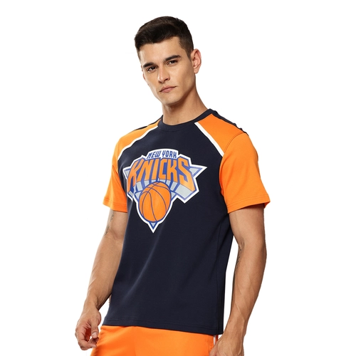 NBA NEW YORK KNICKS PRINTED RAGLAN T-SHIRT 'NAVY'