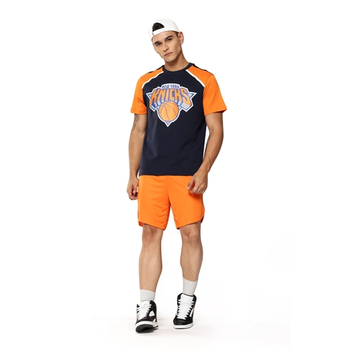 NBA NEW YORK KNICKS PRINTED RAGLAN T-SHIRT 'NAVY'