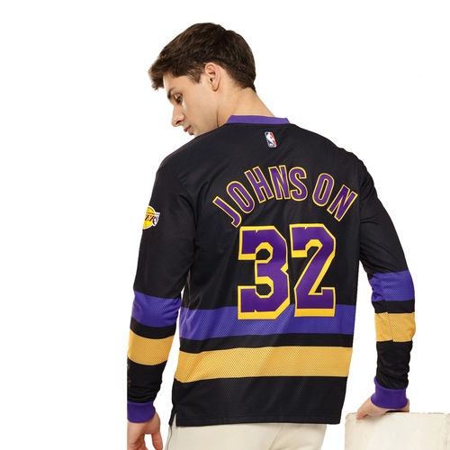 NBA MAGIC JOHNSON LOS ANGELES LAKERS FULL SLEEVE OVERSIZED JERSEY 'BLACK'