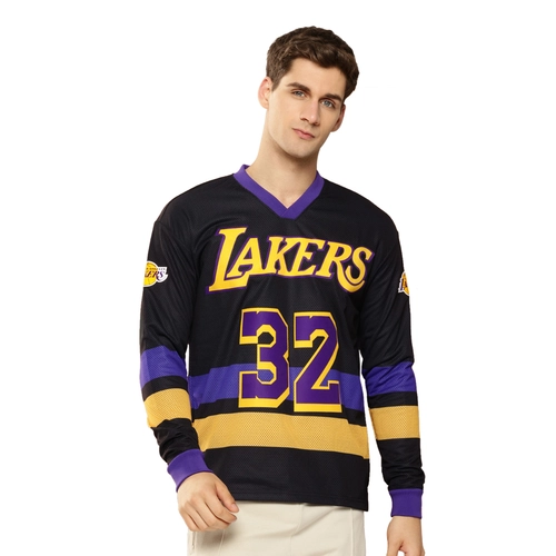 NBA MAGIC JOHNSON LOS ANGELES LAKERS FULL SLEEVE OVERSIZED JERSEY 'BLACK'