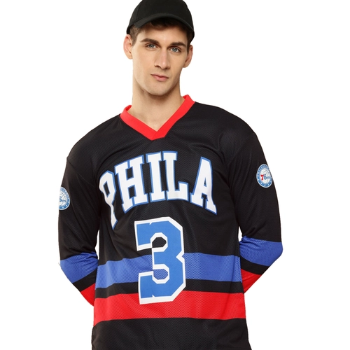 NBA ALLEN IVERSON PHILADELPHIA 76ERS FULL SLEEVE OVERSIZED JERSEY 'BLACK'