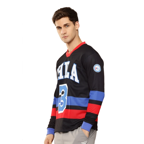 NBA ALLEN IVERSON PHILADELPHIA 76ERS FULL SLEEVE OVERSIZED JERSEY 'BLACK'
