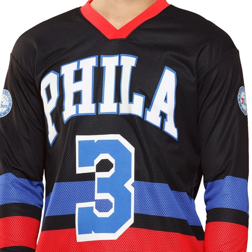 NBA ALLEN IVERSON PHILADELPHIA 76ERS FULL SLEEVE OVERSIZED JERSEY 'BLACK'