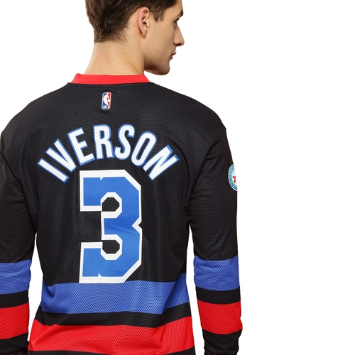 NBA ALLEN IVERSON PHILADELPHIA 76ERS FULL SLEEVE OVERSIZED JERSEY 'BLACK'