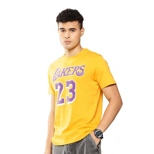 NBA LEBRON JAMES LOS ANGELES LAKERS CLASSIC PLAYER NAME T-SHIRT 'YELLOW'