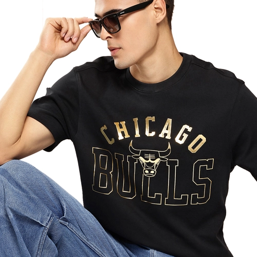 NBA CHICAGO BULLS GOLD FOIL T-SHIRT 'BLACK'
