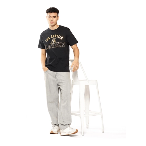 NBA LOS ANGELES LAKERS GOLD FOIL T-SHIRT 'BLACK'