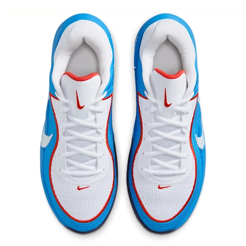 NIKE MEN'S PRECISION 8 LOW BASKETBALL SHOES 'BLUE/WHITE/PICANTE RED'