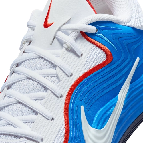 NIKE MEN'S PRECISION 8 LOW BASKETBALL SHOES 'BLUE/WHITE/PICANTE RED'