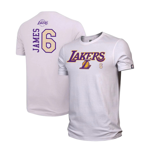 LEBRON JAMES LOS ANGELES LAKERS NAME & NUMBER T-SHIRT 'WHITE'
