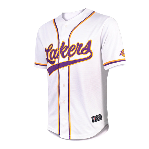 LOS ANGELES LAKERS TYPOGRAPHY BASEBALL SHIRT 'WHITE'