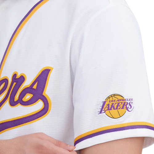 LOS ANGELES LAKERS TYPOGRAPHY BASEBALL SHIRT 'WHITE'