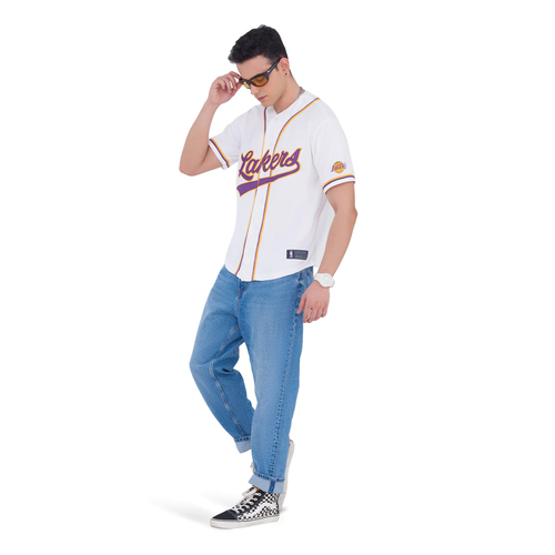 LOS ANGELES LAKERS TYPOGRAPHY BASEBALL SHIRT 'WHITE'