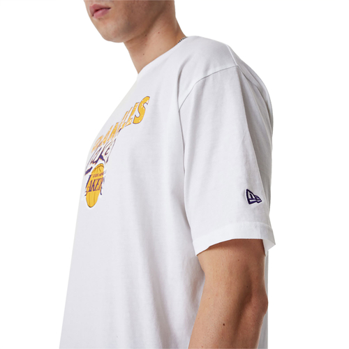 NEW ERA LOS ANGELES LAKERS NBA TEAM SCRIPT OVERSIZED T-SHIRT 'WHITE'