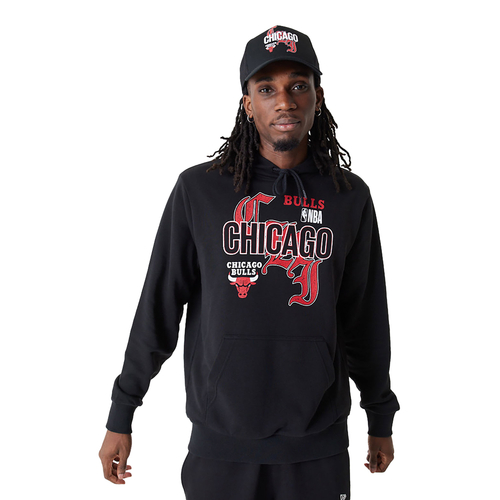 CHICAGO BULLS NBA TEAM GRAPHIC PULLOVER HOODIE 'BLACK'