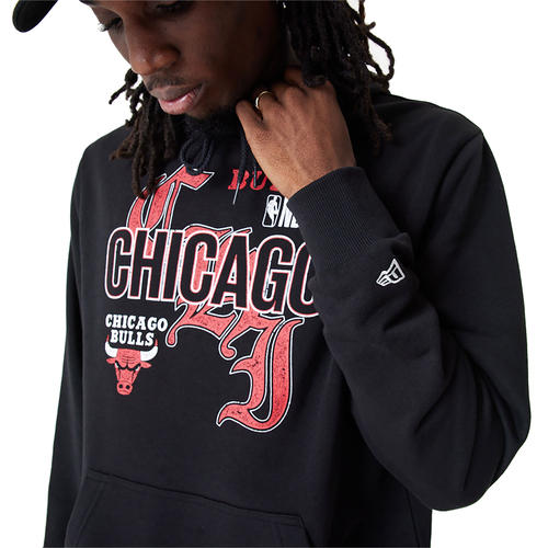 NEW ERA CHICAGO BULLS NBA TEAM GRAPHIC PULLOVER HOODIE 'BLACK'