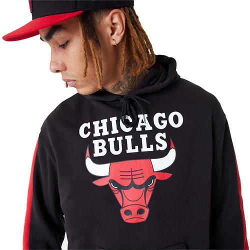 NEW ERA CHICAGO BULLS NBA COLOUR BLOCK PULLOVER HOODIE 'BLACK'