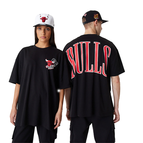NEW ERA CHICAGO BULLS NBA ARCH WORDMARK OVERSIZED T-SHIRT 'BLACK'