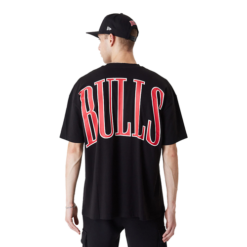NEW ERA CHICAGO BULLS NBA ARCH WORDMARK OVERSIZED T-SHIRT 'BLACK'