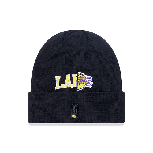 NEW ERA LOS ANGELES LAKERS MULTI PATCH CUFF KNIT BEANIE HAT 'BLACK'