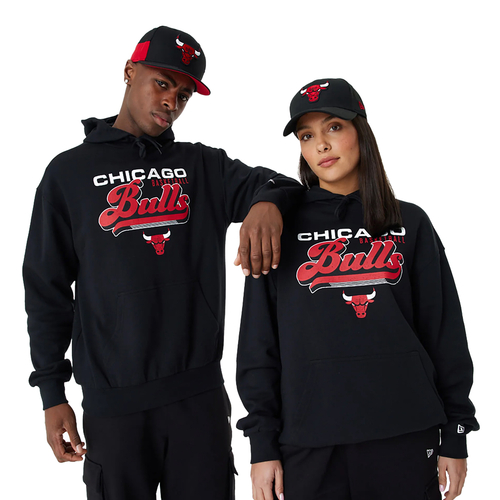 NEW ERA CHICAGO BULLS NBA RETRO GRAPHIC BLACK OVERSIZED HOODIE 'BLACK'