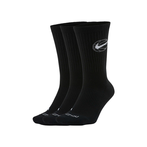 NIKE EVERYDAY CREW BASKETBALL SOCKS (3 PAIRS) 'BLACK'