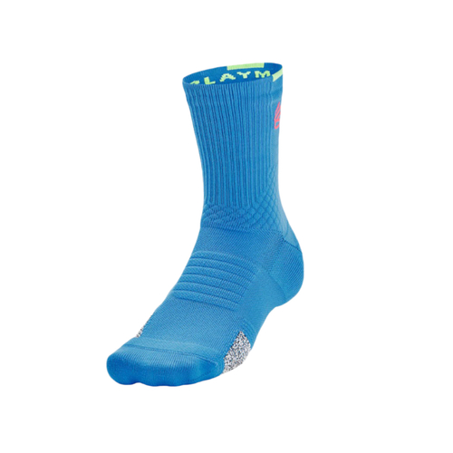 UA CURRY AD PLAYMAKER 1 PACK MID CREW SOCKS 'BLUE'