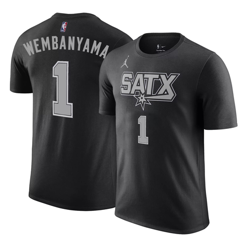 JORDAN SAN ANTONIO SPURS VICTOR WEMBANYAMA #1 STATEMENT EDITION NBA T-SHIRT 'BLACK'