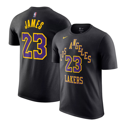 NIKE LOS ANGELES LAKERS LEBRON JAMES #23 CITY EDITION NBA T-SHIRT 'BLACK'