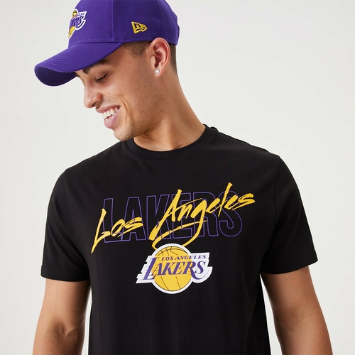 NEW ERA LOS ANGELES LAKERS NBA SCRIPT T-SHIRT 'BLACK'