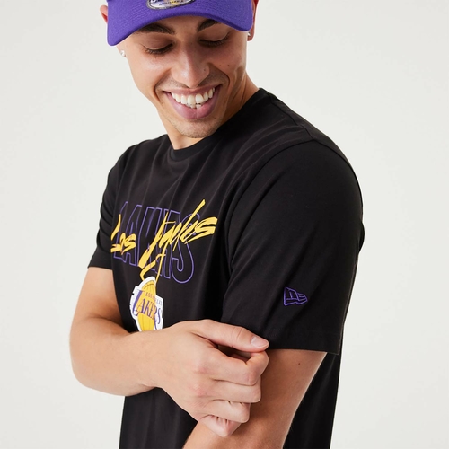 NEW ERA LOS ANGELES LAKERS NBA SCRIPT T-SHIRT 'BLACK'