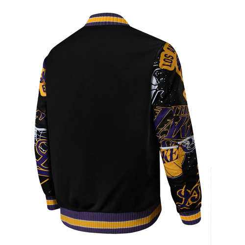 NBA LOS ANGELES LAKERS PRINTED VARSITY JACKET 'BLACK'