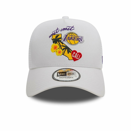 NEW ERA LOS ANGELES LAKERS NBA TEAM LOGO A-FRAME TRUCKER CAP 'WHITE'