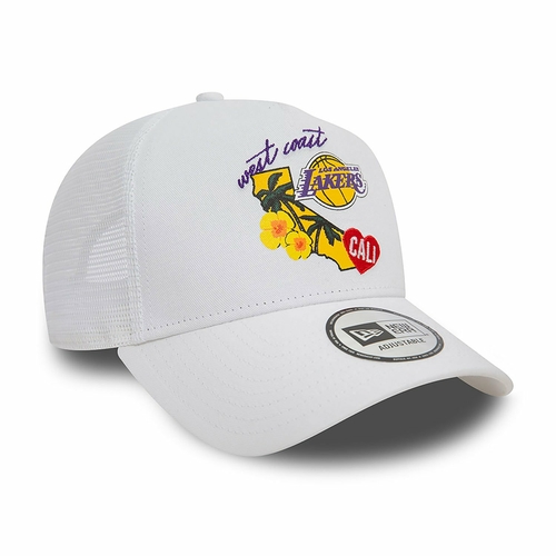 NEW ERA LOS ANGELES LAKERS NBA TEAM LOGO A-FRAME TRUCKER CAP 'WHITE'