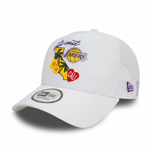 NEW ERA LOS ANGELES LAKERS NBA TEAM LOGO A-FRAME TRUCKER CAP 'WHITE'