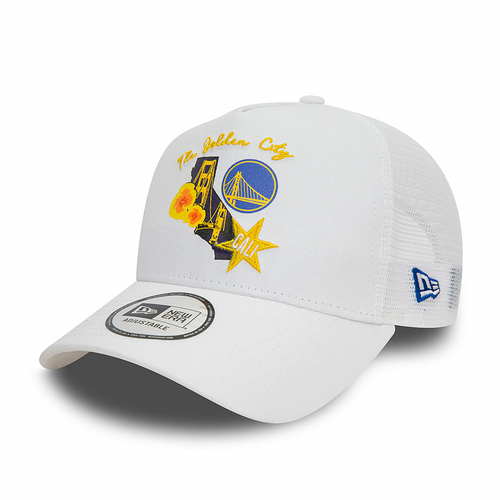 GOLDEN STATE WARRIORS NBA TEAM LOGO A-FRAME TRUCKER CAP 'WHITE'