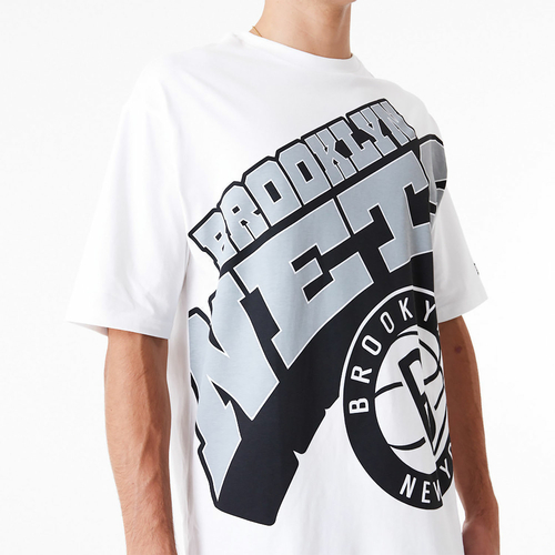 NEW ERA BROOKLYN NETS NBA LARGE WORDMARK OVERSIZED T-SHIRT 'WHITE'