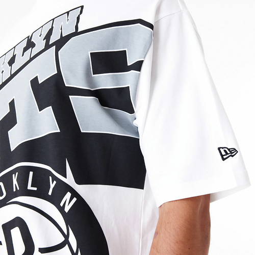 NEW ERA BROOKLYN NETS NBA LARGE WORDMARK OVERSIZED T-SHIRT 'WHITE'